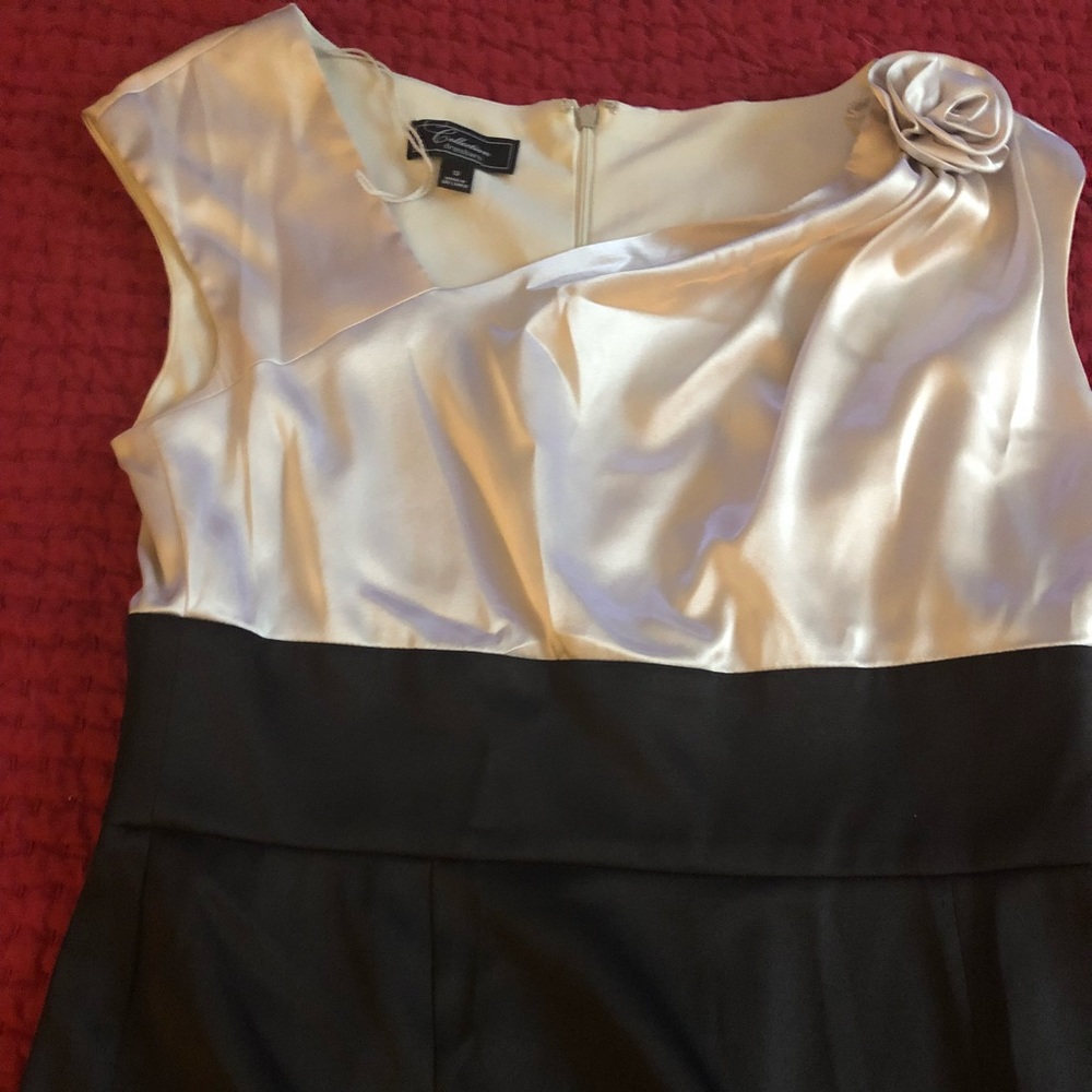 Black and champagne pencil skirt cocktail dress